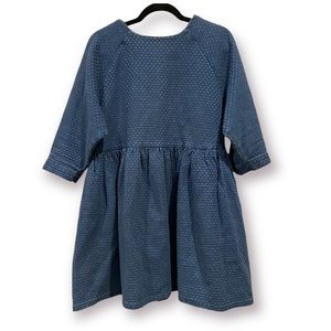 ASOS Mini Smock Dress Blue Textured Check Puff Sleeve Prairie Size 4